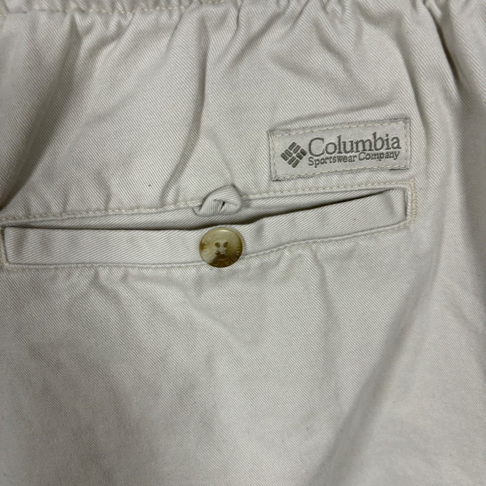 Columbia Mens Cargo Shorts Tan Khaki Elastic Waist Belted Outdoor Hiking Size L - Picture 2 of 4
